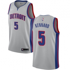 Men's Nike Detroit Pistons #5 Luke Kennard Authentic Silver NBA Jersey Statement Edition