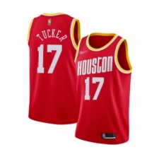 Men's Houston Rockets #17 PJ Tucker Authentic Red Hardwood Classics Finished Basketball Jersey