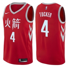 Men's Nike Houston Rockets #4 PJ Tucker Authentic Red NBA Jersey - City Edition