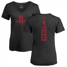 NBA Women's Nike Houston Rockets #4 PJ Tucker Black One Color Backer Slim-Fit V-Neck T-Shirt