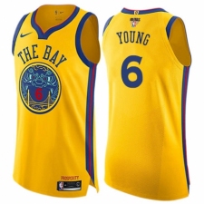Youth Nike Golden State Warriors #6 Nick Young Swingman Gold 2018 NBA Finals Bound NBA Jersey - City Edition