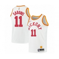 Men's Indiana Pacers #11 Domantas Sabonis Authentic White Hardwood Classics Basketball Jersey