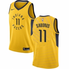 Men's Nike Indiana Pacers #11 Domantas Sabonis Authentic Gold NBA Jersey Statement Edition