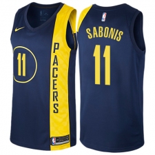 Men's Nike Indiana Pacers #11 Domantas Sabonis Authentic Navy Blue NBA Jersey - City Edition