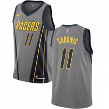 Men's Nike Indiana Pacers #11 Domantas Sabonis Swingman Gray NBA Jersey - City Edition