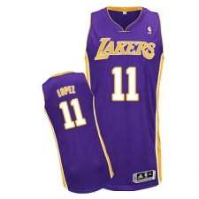 Men's Adidas Los Angeles Lakers #11 Brook Lopez Authentic Purple Road NBA Jersey