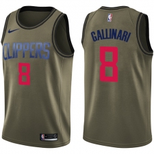 Youth Nike Los Angeles Clippers #8 Danilo Gallinari Swingman Green Salute to Service NBA Jersey