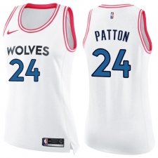 Women's Nike Minnesota Timberwolves #24 Justin Patton Swingman White/Pink Fashion NBA Jersey