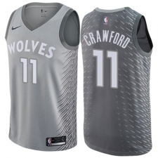 Men's Nike Minnesota Timberwolves #11 Jamal Crawford Authentic Gray NBA Jersey - City Edition