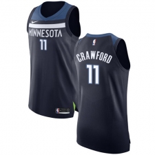Youth Nike Minnesota Timberwolves #11 Jamal Crawford Authentic Navy Blue Road NBA Jersey - Icon Edition