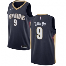 Men's Nike New Orleans Pelicans #9 Rajon Rondo Swingman Navy Blue Road NBA Jersey - Icon Edition