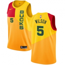Men's Nike Milwaukee Bucks #5 D. J. Wilson Swingman Yellow NBA Jersey - City Edition