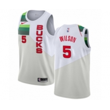 Men's Nike Milwaukee Bucks #5 D. J. Wilson White Swingman Jersey - Earned Edition