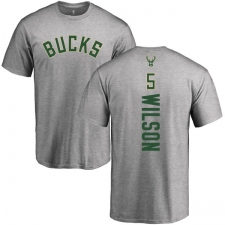 NBA Nike Milwaukee Bucks #5 D. J. Wilson Ash Backer T-Shirt