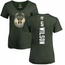 NBA Women's Nike Milwaukee Bucks #5 D. J. Wilson Green Backer T-Shirt