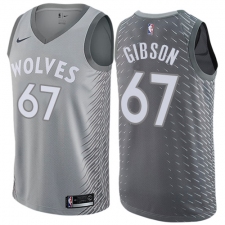 Men's Nike Minnesota Timberwolves #67 Taj Gibson Authentic Gray NBA Jersey - City Edition