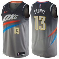 Men's Nike Oklahoma City Thunder #13 Paul George Swingman Gray NBA Jersey - City Edition