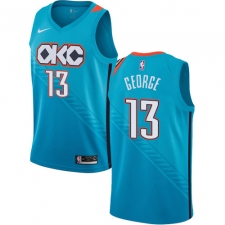 Men's Nike Oklahoma City Thunder #13 Paul George Swingman Turquoise NBA Jersey - City Edition