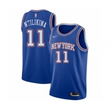 Men's New York Knicks #11 Frank Ntilikina Authentic Blue Basketball Jersey - Statement Edition