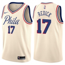 Men's Nike Philadelphia 76ers #17 JJ Redick Swingman Cream NBA Jersey - City Edition