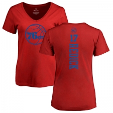 NBA Women's Nike Philadelphia 76ers #17 JJ Redick Red One Color Backer Slim-Fit V-Neck T-Shirt