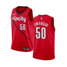 Men's Nike Portland Trail Blazers #50 Caleb Swanigan Red Swingman Jersey - Earned Edition