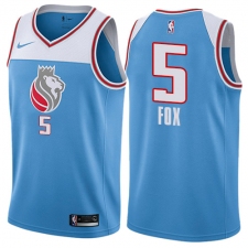 Men's Nike Sacramento Kings #5 De'Aaron Fox Authentic Blue NBA Jersey - City Edition