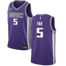 Youth Nike Sacramento Kings #5 De'Aaron Fox Authentic Purple Road NBA Jersey - Icon Edition