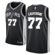 Men's Nike San Antonio Spurs #77 Joffrey Lauvergne Swingman Black Road NBA Jersey - Icon Edition