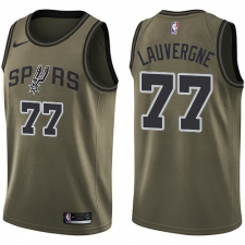 Men's Nike San Antonio Spurs #77 Joffrey Lauvergne Swingman Green Salute to Service NBA Jersey