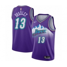 Men's Utah Jazz #13 Tony Bradley Authentic Purple Hardwood Classics Basketball Jersey