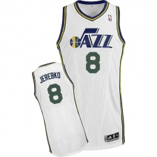 Men's Adidas Utah Jazz #8 Jonas Jerebko Authentic White Home NBA Jersey