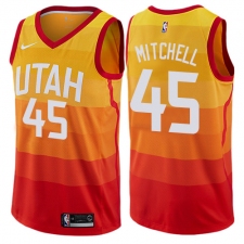 Men's Nike Utah Jazz #45 Donovan Mitchell Authentic Orange NBA Jersey - City Edition
