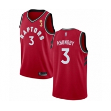 Men's Toronto Raptors #3 OG Anunoby Swingman Red 2019 Basketball Finals Champions Jersey - Icon Edition