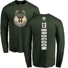 NBA Nike Milwaukee Bucks #13 Malcolm Brogdon Green Backer Long Sleeve T-Shirt