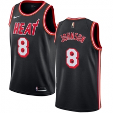 Men's Nike Miami Heat #8 Tyler Johnson Authentic Black Black Fashion Hardwood Classics NBA Jersey