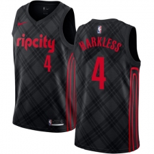 Men's Nike Portland Trail Blazers #4 Moe Harkless Authentic Black NBA Jersey - City Edition