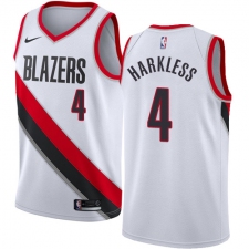 Women's Nike Portland Trail Blazers #4 Moe Harkless Authentic White Home NBA Jersey - Association Edition