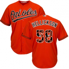 Men's Majestic Baltimore Orioles #58 Jeremy Hellickson Authentic Orange Team Logo Fashion Cool Base MLB Jersey