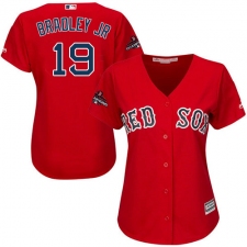 Women's Majestic Boston Red Sox #19 Jackie Bradley Jr Authentic Red Alternate Home 2018 World Series Champions MLB Jersey