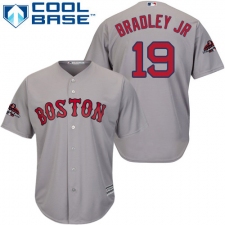 Youth Majestic Boston Red Sox #19 Jackie Bradley Jr Authentic Grey Road Cool Base 2018 World Series Champions MLB Jersey