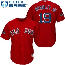 Youth Majestic Boston Red Sox #19 Jackie Bradley Jr Authentic Red Alternate Home Cool Base 2018 World Series Champions MLB Jersey