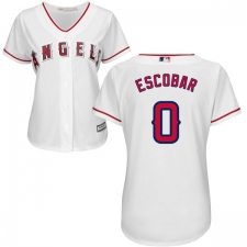 Women's Majestic Los Angeles Angels of Anaheim #0 Yunel Escobar Authentic White Home Cool Base MLB Jersey
