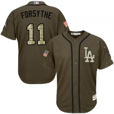 Men's Majestic Los Angeles Dodgers #11 Logan Forsythe Replica Green Salute to Service MLB Jersey