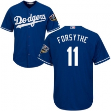 Youth Majestic Los Angeles Dodgers #11 Logan Forsythe Authentic Royal Blue Alternate Cool Base 2018 World Series MLB Jersey
