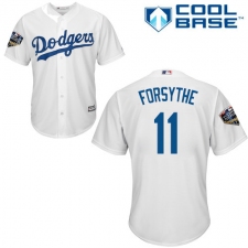 Youth Majestic Los Angeles Dodgers #11 Logan Forsythe Authentic White Home Cool Base 2018 World Series MLB Jersey