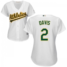 Women's Majestic Oakland Athletics #2 Khris Davis Authentic White Home Cool Base MLB Jersey