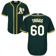 Youth Majestic Oakland Athletics #60 Andrew Triggs Authentic Green Alternate 1 Cool Base MLB Jersey