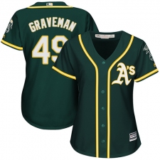 Women's Majestic Oakland Athletics #49 Kendall Graveman Authentic Green Alternate 1 Cool Base MLB Jersey