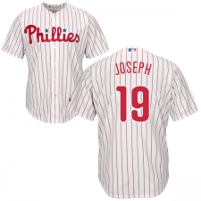 Youth Majestic Philadelphia Phillies #19 Tommy Joseph Replica White/Red Strip Home Cool Base MLB Jersey